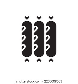 Ilustración de vectores de iconos rellenos de la salchicha de carne