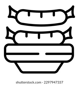 Beef sausage icon outline vector. Austrian food. Beverage soup