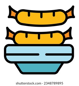 Beef sausage icon outline vector. Austrian food. Beverage soup color flat