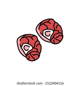 Beef shank color line icon. Cutting meat. Pictogram for web page, mobile app, promo.