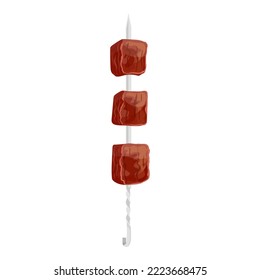 beef skewered food cartoon. barbecue meat, kebab grill, bbq pork, meal dinner, shashlik grilled beef skewered food vector illustration