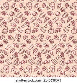 Beef Steak Background Seamless Pattern For Your Business Or Merchandise