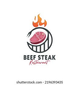 beef steak barbecue restaurant logo design