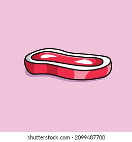 Beef Steak Cartoon Vector Icon Illustration. Food Icon Concept Isolated Premium Vector. Flat Cartoon Style
