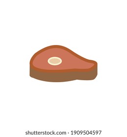 Beef steak color icon on white background flat vector illustration