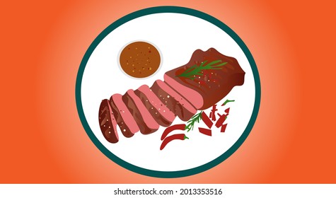 Beef steak cooked with sauce