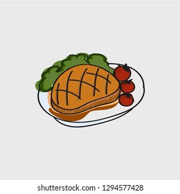 Beef steak fast food concept line icon. Simple element illustration. Beef steak fast food outline symbol design. Can be used for web and mobile UI/UX . Modern vector style.