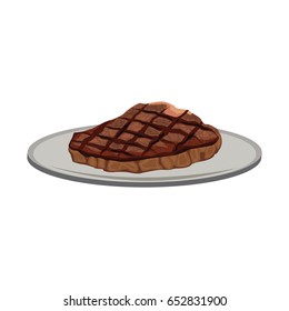 beef steak fillet grilled on a plate icon cartoon