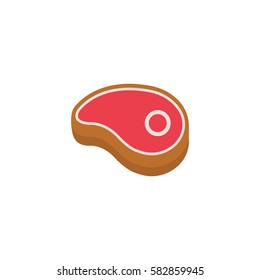 Beef steak flat icon, food & drink elements, T-bone sign, a colorful solid pattern on a white background, eps 10.