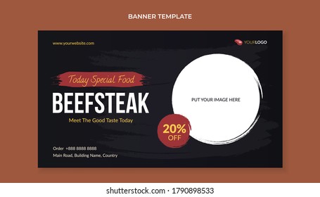 Beef Steak Food Banner Template For Restaurant And Cafe