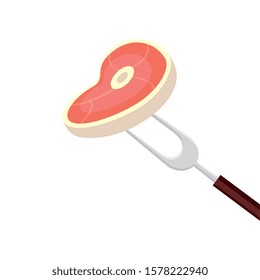 beef steak in fork barbecue isolated icon vector illustration design