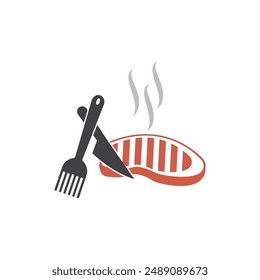 Beef steak fork and knife illustration