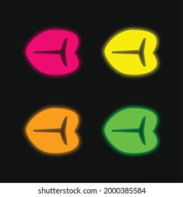 Beef Steak cuatro colores brillante neón vectorial icono