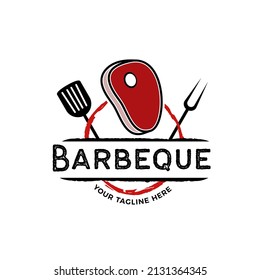 Beef steak and grill restaurant logo design, steak and grill logo vector. Badge logo design templates for meat store, BBQ, charcuterie, steak and barbecue 