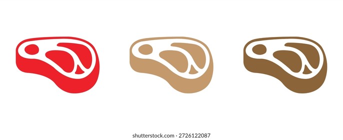 Beef Steak Symbol Grillsymbol, Grillfleisch Zeichen, Rohfleisch Piktogramm, Ribeye Steak Illustration.