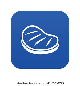 Beef steak icon digital blue for any design isolated on white vector illustration