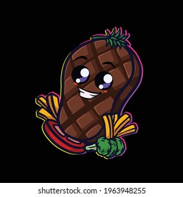 Carne de carne de ternera icono doodle carne de carne divertida carne de parrilla