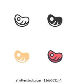 beef steak icons vector with four different styles