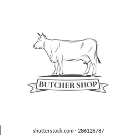 Beef and steak labels. butcher shop. cow