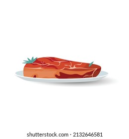 beef steak medium rare fillet grilled on a plate icon cartoon