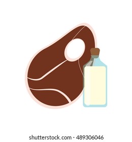 beef steak and milk bottle icon