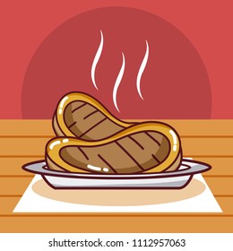 Beef steak on dish