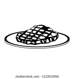 Beef steak on dish in black and white
