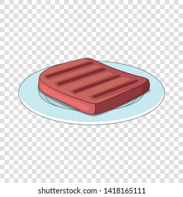 Beef steak on a plate icon. Cartoon illustration of beef steak on a plate vector icon for web
