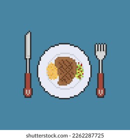 Beef Steak in Pixel Art