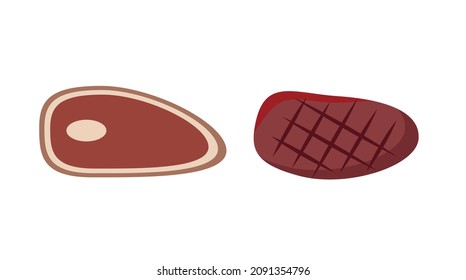 Beef steak. Pork tenderloin. Two pieces of meat