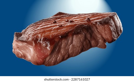 Rindsteak, realistisches 3d, seltenes gegrilltes Steak, ultra realistisch, Ikone, Fliegen, Detailtreue, Nahrungsaufnahme