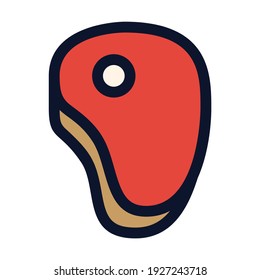 Beef Steak. Simple Vector Color Icon.