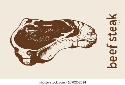 Beef steak vector illustration, hand drawn