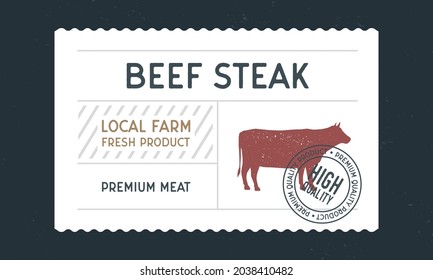 Beef Steak vintage label. Meat vintage packaging design. Beef Meat label, tag, sticker design for packaging. Retro vintage old label template. Vector illustration