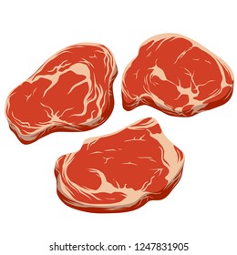 Beef steaks on white background. Clip art for print design.