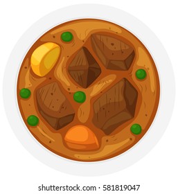 Beef stew in the bowl illustration