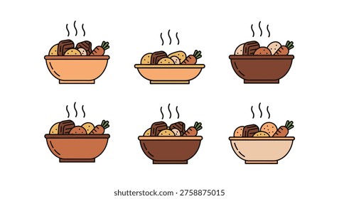 Beef Stew Bowl Line art vector clean artistic abstract illustration