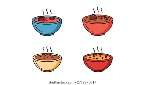 Beef Stew Bowl Line art vector clean abstract colorful