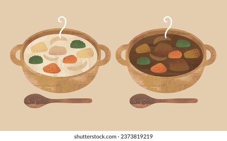 Beef stew and cream stew watercolor