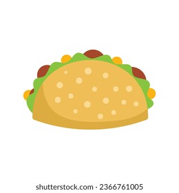 Beef taco icon flat vector. Mexican food. Tacos menu isolated