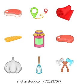 Beef tenderloin icons set. Cartoon set of 9 beef tenderloin icons for web isolated on white background