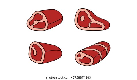 Beef Tenderloin Line art modern abstract colorful illustration