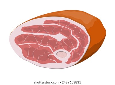 Beef tenderloin. Pork knuckle. Slice of steak, fresh meat. Uncooked pork chop. Vector illustration in flat style