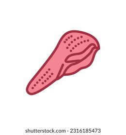 Beef tongue color line icon. Cutting meat. Pictogram for web page, mobile app, promo.