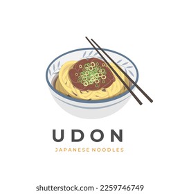 Beef Udon O Niku Udon Logotipo De Ilustración Del Vector Sopa
