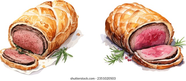 Beef Wellington Clipart, einzelne Vektorgrafik.