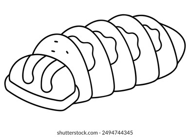 Beef Wellington line art creative culinary artwork