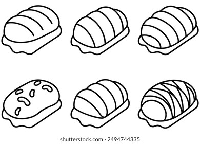 Beef Wellington line art detailed food drawin