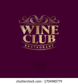 Beef And Wine Restaurant Logo. Lettering Composition and Curlicues Decorative Elements. Premium Baroque Style. 