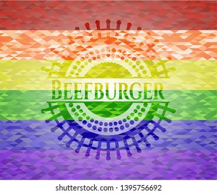 Beefburger lgbt colors emblem. Vector Illustration. Mosaic.